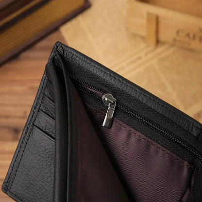 Genuine Leather Men’s Wallet – Premium Real Cowhide Short Wallet